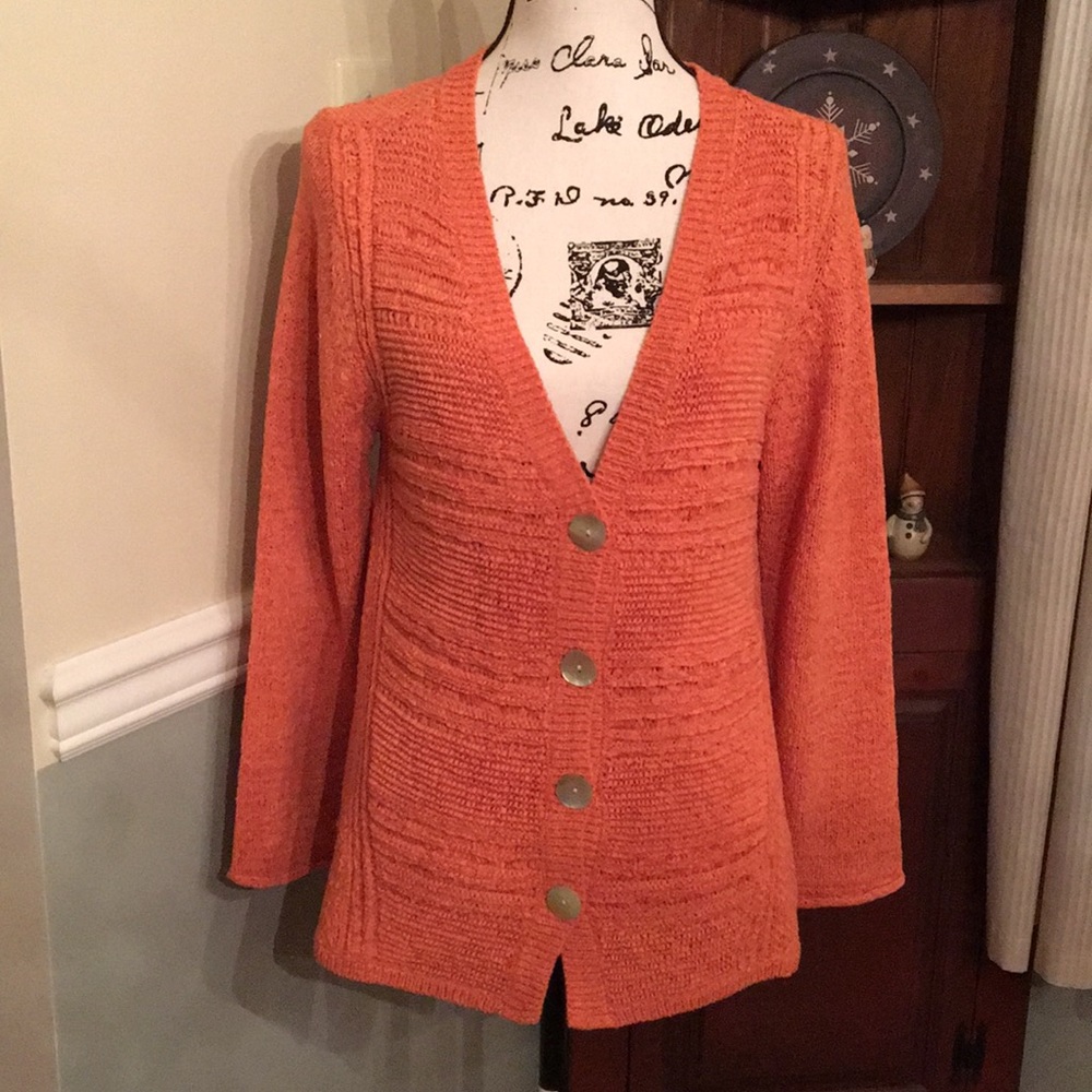 Curio orange wide yarn cardigan